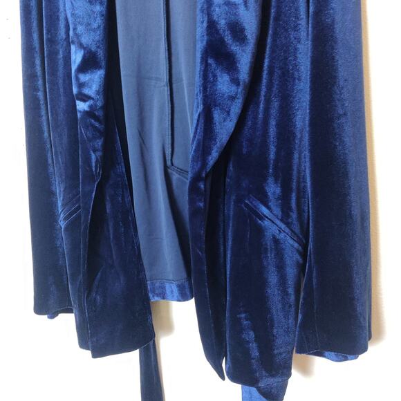Modcloth Blue Velvet Evening Smoking Jacket Wide Leg Pant Suit 3X 4X Loungewear - Picture 5 of 13